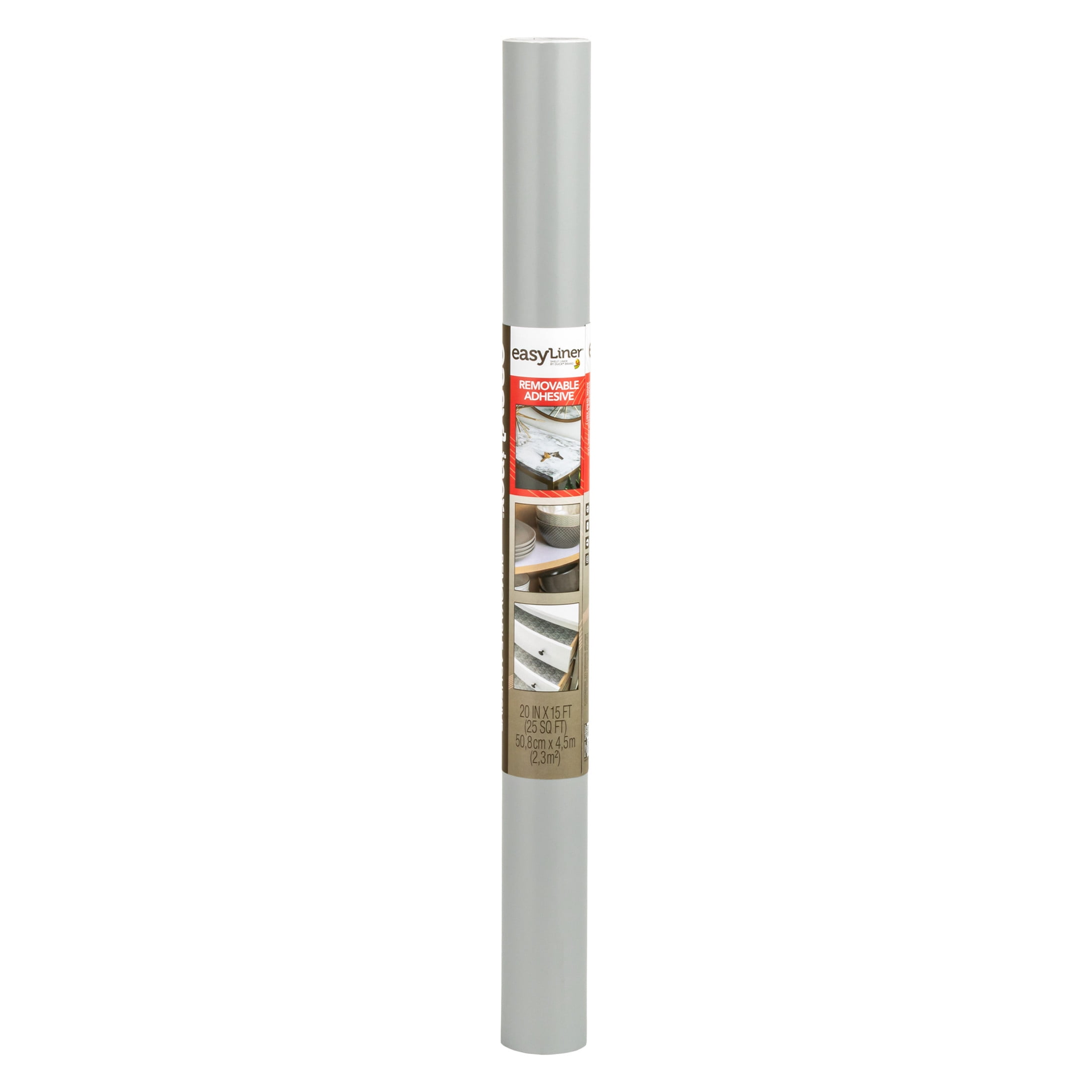 (2 pack) EasyLiner Removable Adhesive Shelf Liner, Gray 20" x 15' Roll