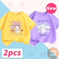 thumbnail image 1 of Camiseta de verano para niños, ropa informal de dibujos animados de Sanrio, de algodón puro, de manga corta gym unisex, 1 of 2
