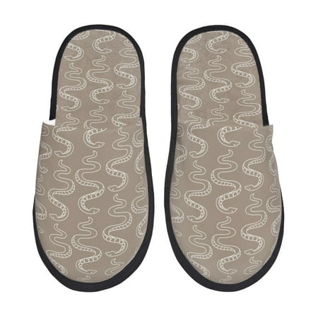 

Sigee Hand Drawn Snake for Cozy Furry Slippers Super Soft Indoor and Outdoor Use Non-Slip Sole Slip On House Slippers-Large