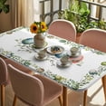thumbnail image 3 of Green Eggs Easter Table Cloths for 6 Foot Rectangle Tables, Leaves Elegant Pastoral Botanical Patio Waterproof Elastic Fitted Tablecloths, Washable Rectangular Table Cover for Camping, 3 of 8