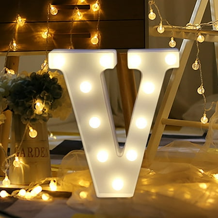 

Christmas Clearance Holiday Time Gift Deals 2021 - Mijaution Alphabet LED Letter Lights Light Up White Plastic Letters Standing Hanging V