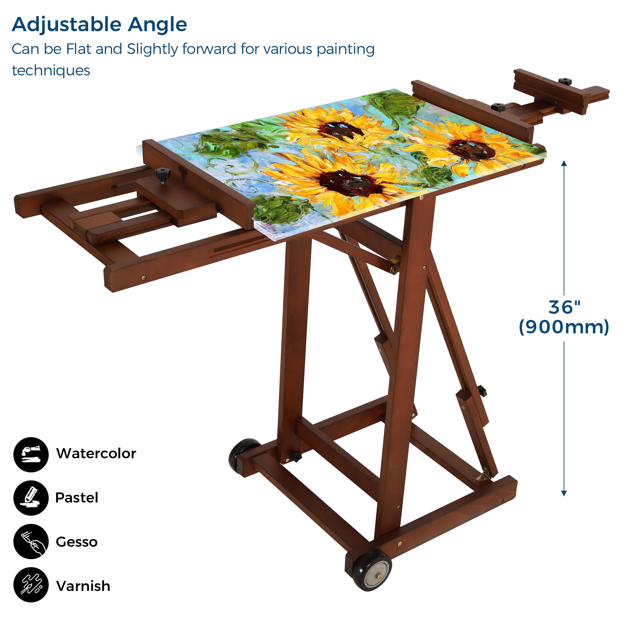 VISWIN Collapsible Wood H-Frame Easel, Hold 1 or 2 Canvas up to 78"-Walnut