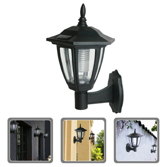 Hemoton Wall Lamp Outdoor Solar Porch Wall Light Solar-powered Wall Light with Bulb for Patio Yard