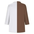 thumbnail image 3 of gbyLJF V-neck Lapel T-shirt for Women Two-color Patchwork 3/4 Length Sleeve Tops Women's Casual Fashion Outfits, 3 of 5
