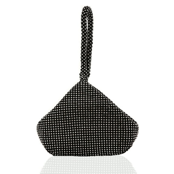 Clutch Purses for Women, Rhinestone Evening Bags Cocktail Glitter Triangle Handbags for Party Prom -Mini Size, Black
