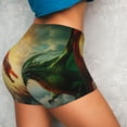 thumbnail image 2 of Sikiie Castle Red Green Sky Dragon Print Workout Shorts Women Scrunch Butt Gym Shorts Seamless High Waist Tummy Control Yoga Biker Athletic Shorts, 2 of 5