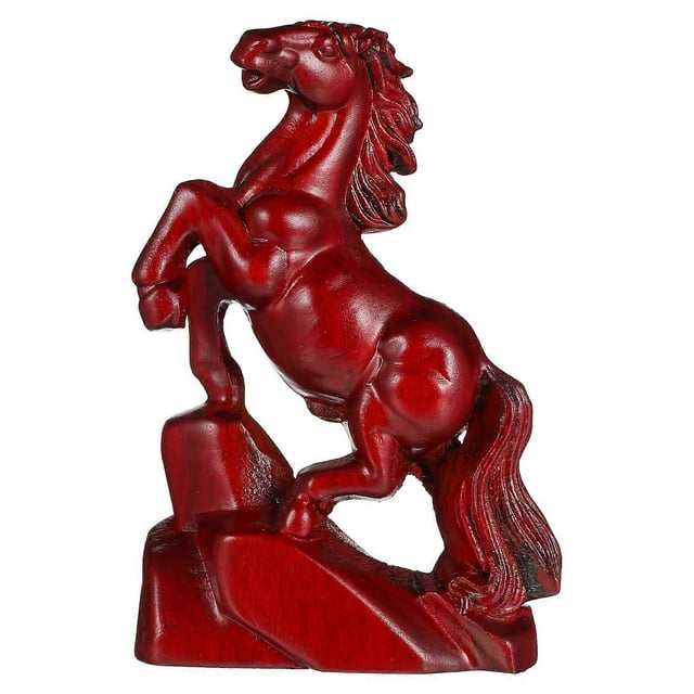 Standing Horse Figurine - 14 cm Wooden Horse Statue Hand-Carved Animal Sculpture Unique Decorative Art Figurine for Home Decor Living Room Bedroom Off
