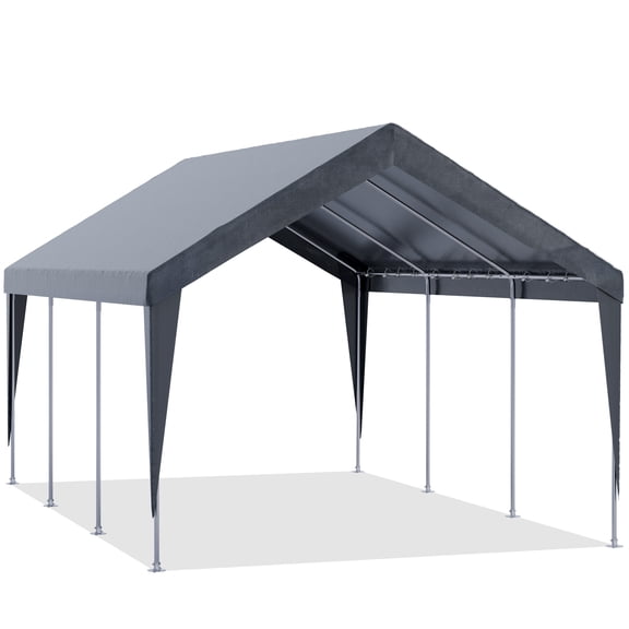 BUPPLEE 12 ft x 20 ft Heavy Duty Carport with PE Tarp Cover, Portable Car Shelter for Cars, Trucks and Boats