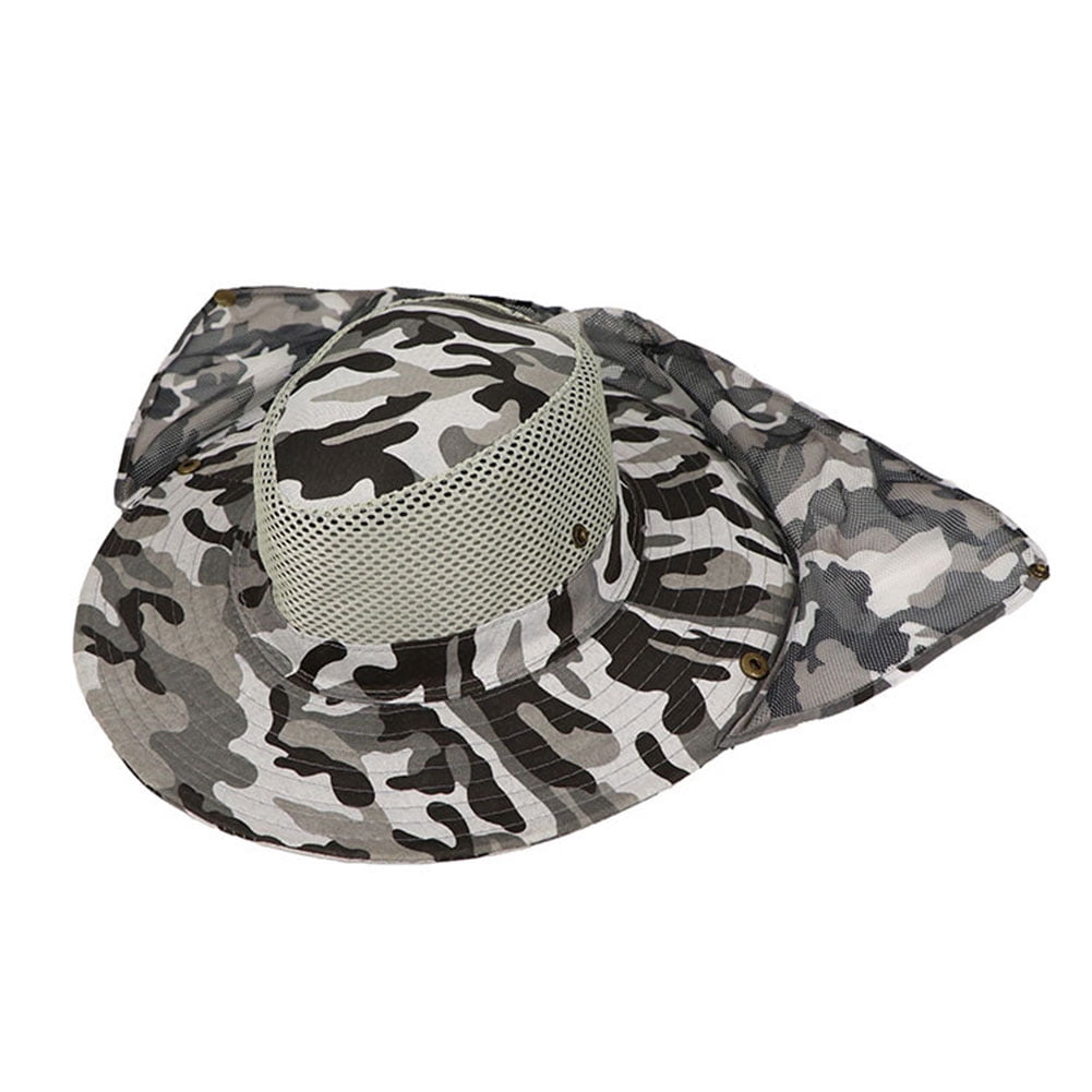 Sunjoy Tech Mens Wide Brim Sun Hat with Neck Flap Fishing Safari Cap for Outdoor Hiking Camping Gardening Lawn Field Work