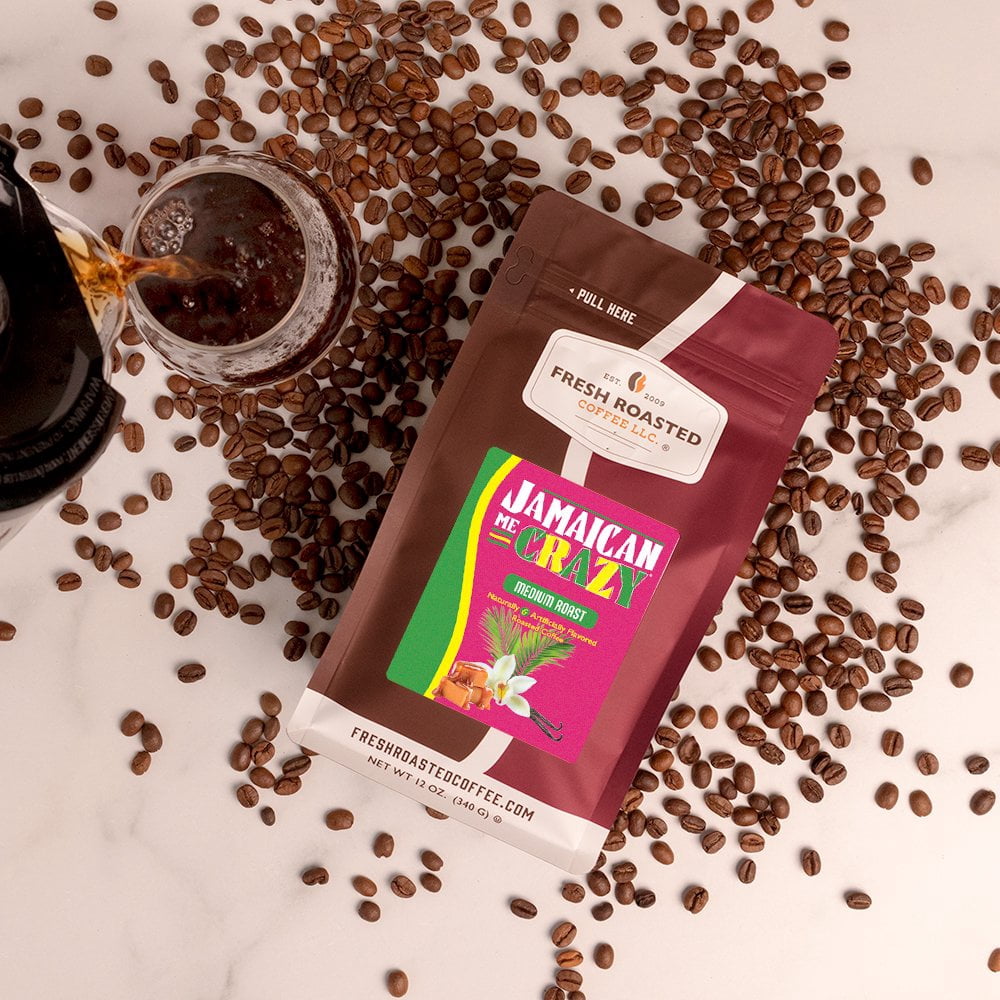 Fresh Roasted Coffee, Jamaican Me Crazy Flavored Coffee Drip Ground, 32 oz 2 lbs