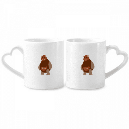 

Fierce Bear Lovely Art Deco Fashion Couple Porcelain Mug Set Cerac Lover Cup Heart Handle