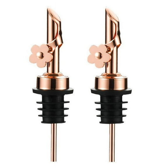 2Pack Stainless Steel Oil Pour Spouts, Replacement Bottle Pourers Oil Spout Liquor Pourers Auto Flip Feature Rose Gold