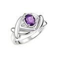 thumbnail image 4 of RYLOS Rings for Women 14K White Gold Ring XOXO Hugs & Kisses 7X5MM Gemstone & Diamond Ring February Amethyst Jewelry Size 9, 4 of 8