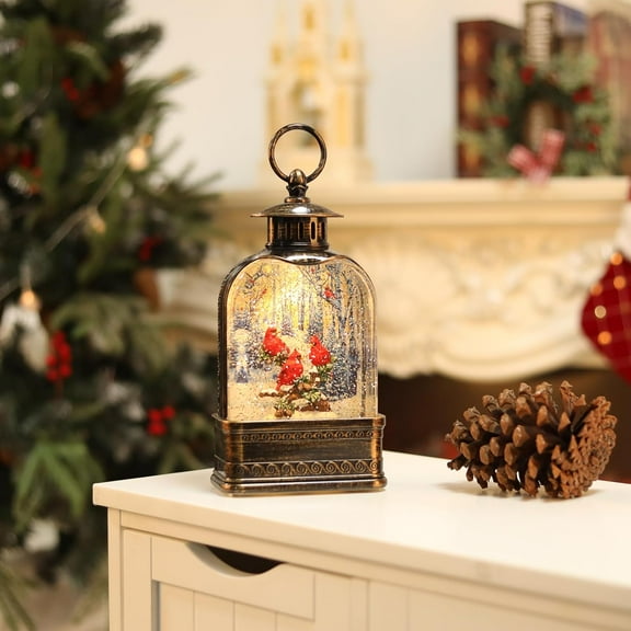 11Inch Christmas Snow Globes Cardinal Gifts, Musical Cardinal Snow Globe Glitter Light Up, Christmas Decorations Indoor 6H Timer Red Cardinal Christmas Decor for Women