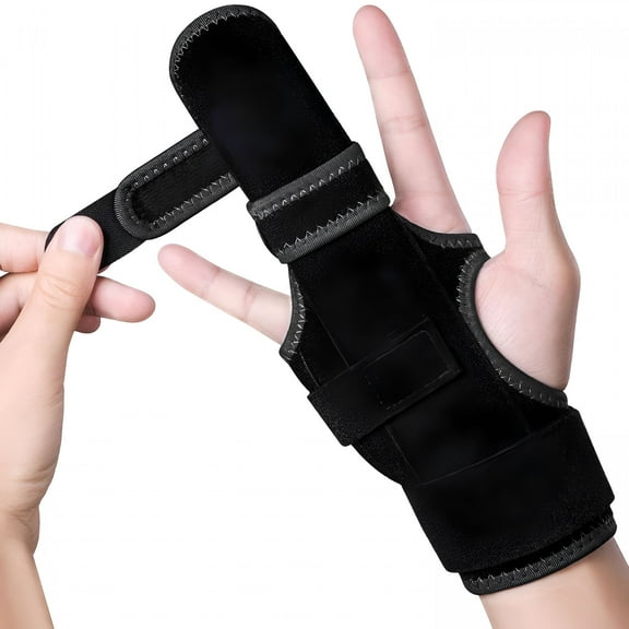 XIRQI Trigger Finger Splint: Support the Middle,Index,Little or Ring Finger,Hand Splint Brace-Treating Hand Fractures,Arthritis,Mallet Finger or Metacarpal Fractures Black (Right Hand,M)