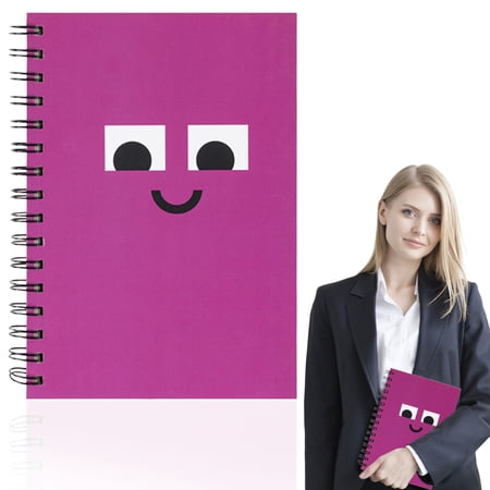 ERTZAE spiral composition notebooks A5 Purple 96 sheets ruled notebook Cute Expression Notebooks double-wire binding Notepad Smooth Writing Notebooks for Work Campus Teacher Appreciation Journal