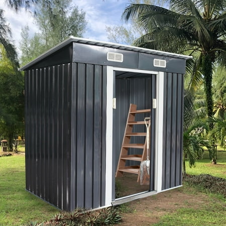 Jaxpety 6' x 4' Garden Storage Shed Galvanized Steel 