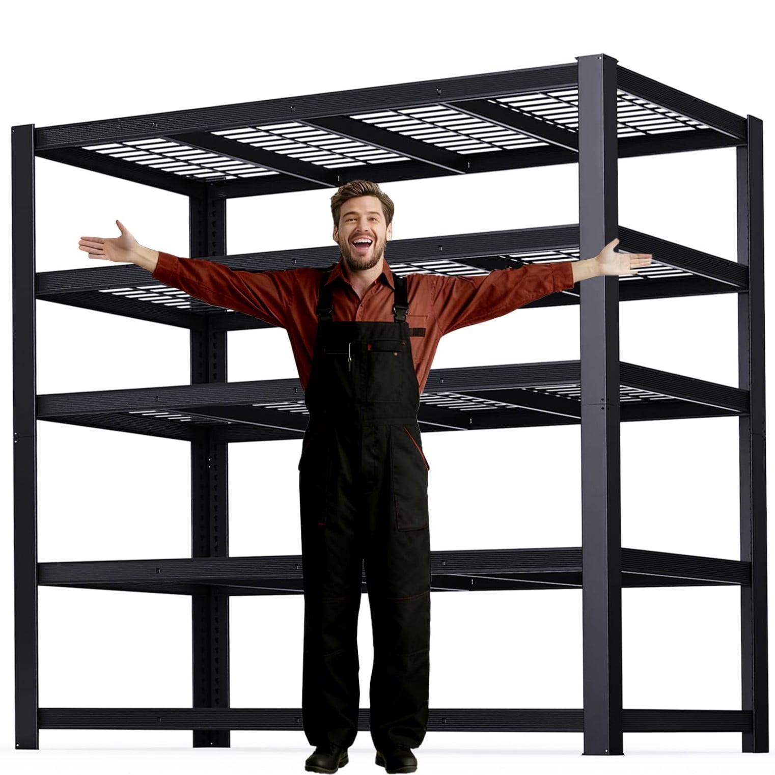 Industrial 5-Tier Extra Wide Metal Storage Shelving Unit, 3050 lbs Capacity Heavy Duty Rack, 72"H x 62"W x 24"D