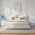 thumbnail image 3 of Lacoo Modern End Table Set of 2 with LED Lights & Charging Station, White Nightstand with 2 Drawers & Upper Storage for Living Room Bedroom, 2 Drawer, 3 of 8