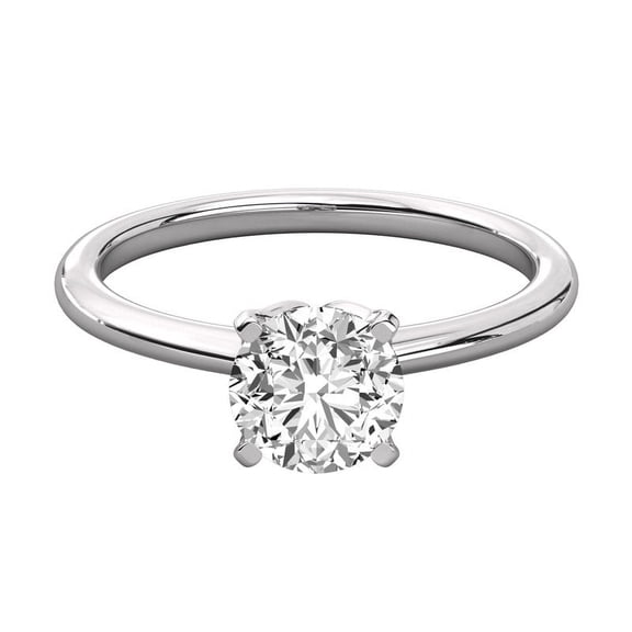 Cora Jewellery 1 CT Round Moissaanite Solitaire Engagment Ring for Women, 14K White Gold, 5 US