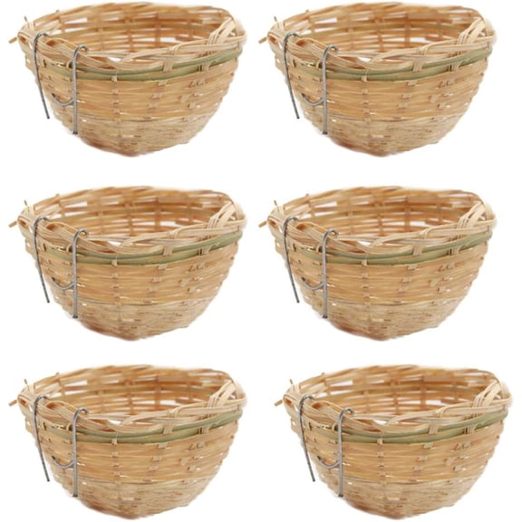Clearance, 6PCS Bird Nest,Bamboo Wicker Woven Canary Nest Pans,Small Bird Nest Boxes Cage,Hanging Bird Bedding Nesting Cage Accessories for Dove Pigeon Parrot Budgie, Parakeet Nest