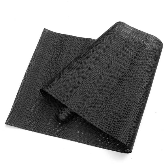 Texture Design Woven PVC Rectangular Heat Insulation Texteline Table Runner (All Black)