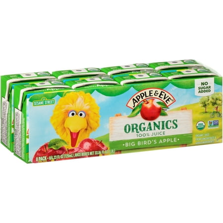 Organic Sparkling Apple - Apple & Eve® Organics Big Bird's Apple 100% Juice 8-4.23 fl. oz. Cartons