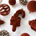 thumbnail image 6 of 28PCS Velvet Christmas Ornaments Set - Flocked Shatterproof Xmas Tree Ball Decorations in Burgundy & Coffee for Home Holiday Party Decor, 6 of 6