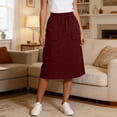 thumbnail image 2 of Bovxnpu Women's Cargo Midi Skirt Elastic Waist Loose Cargo Midi Skirts with Pockets, 2 of 7