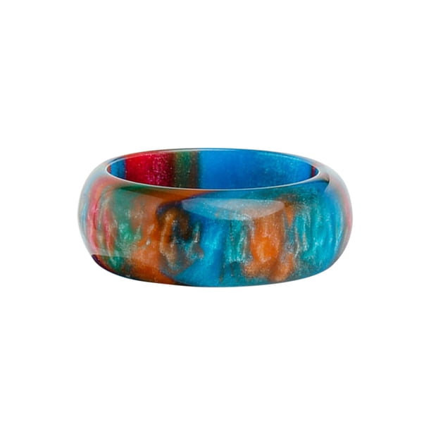 Anillos para mujer, regalos para mujer, acrílico colorido, grueso, con chicas, damas, joyería de playa, estilo simple, anillo azul