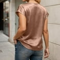 thumbnail image 4 of XIAOCHA Dolman Sleeve Satin Tops For Women Short Sleeve V-Neck Pullover Top Elegant Office Party Tops, 4 of 6