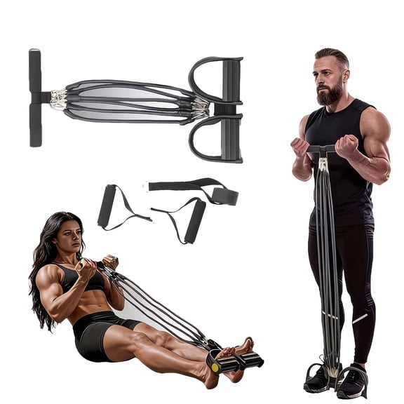 Pedal Resistance Bands with Handles, Exercise Bands, Fitness Bands, Workout Bands with Door Anchor, 6-Tubes