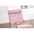 thumbnail image 5 of Rocking Chair With Footstool,Mid-Century Modern Upholstered Accent Rocking Lounge Chair,Rocking Armchair Nursery with Thick Padded Cushion,High-Back Accent Glider Rocker Chair for Living Room,Pink, 5 of 7