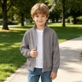 thumbnail image 3 of ATOGUTA Sweatshirt Boys Full Zip Up Long Sleeve Warm Uniform Sweatshirt Fall Winter Fashion Jacket With Pocket Size 4T-15, 3 of 8