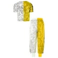 thumbnail image 6 of TiaoBug 2Pcs Kids Hip Hop Dance Outfits for Girls Boys Modern Jazz Team Performance Dance Uniform Yellow 110/XXS, 6 of 7