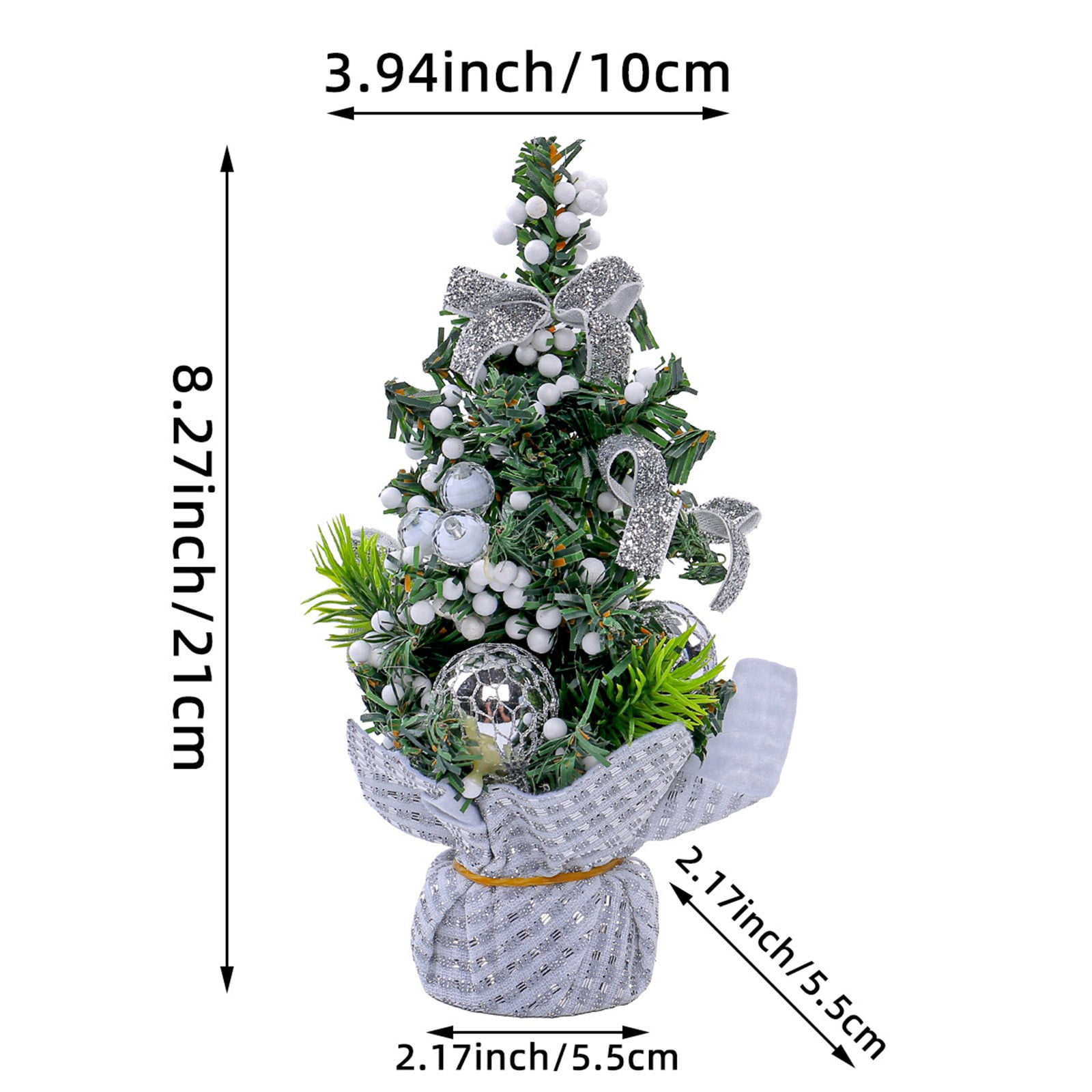 White White Mini Christmas Tree 8 Inches Desktop Decoration With Ornaments  For Home Office Holiday Party Festive Decor Gift Idea 8X4Inch - Walmart.ca