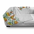 thumbnail image 3 of Japanese Soft Flannel Fleece Blanket, Ornate Japanese Watercolor Flower Motif Environment Inspired Artwork Image Print, Cozy Plush for Indoor and Outdoor Use, 60" x 80", Orange Green, by Ambesonne, 3 of 6