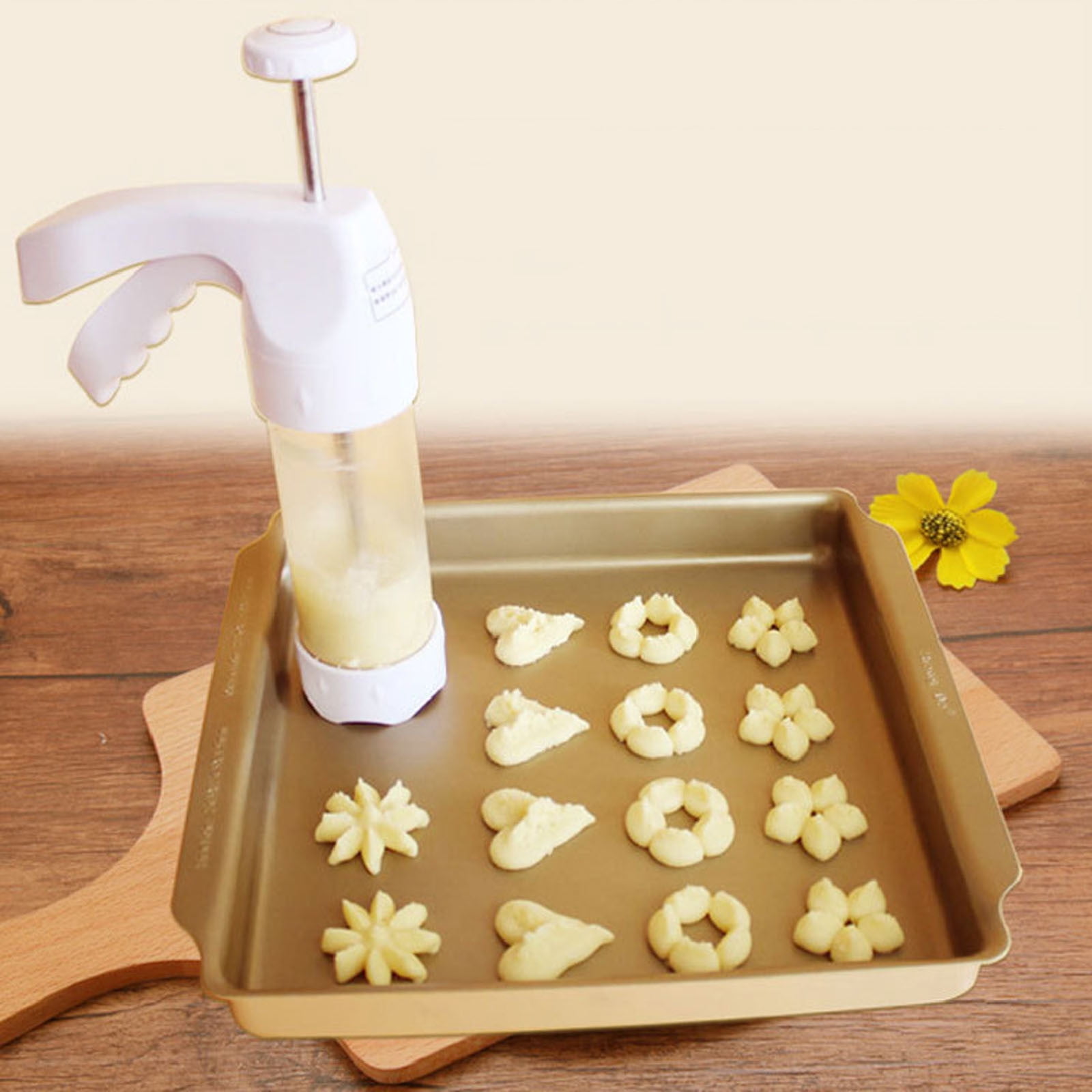 Cake Pattern Mould Cookie Pattern Kit White Barrel Decorating Tool With 12 Cake Mould And 6 Decorating Nozzles For Cake Dessert DIY Maker And Decoration Baking Supplies Soap Stamper compatible with