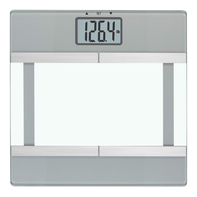 Báscula digital de baño InstaTrack para composición corporal con monitorización de grasa corporal, IMC y agua corporal, además de modo atleta y modo de solo pesaje, pilas incluidas, capacidad de 181 k
