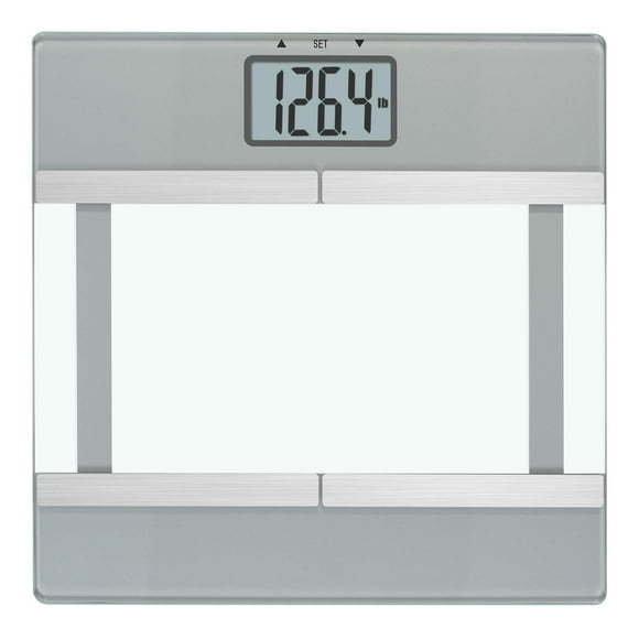 Báscula digital de baño InstaTrack para composición corporal con monitorización de grasa corporal, IMC y agua corporal, además de modo atleta y modo de solo pesaje, pilas incluidas, capacidad de 181 k