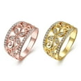 thumbnail image 4 of Rose Gold Plated Wide Hollow Flower Butterfly Ring Wedding Band Cocktail Statement Rings for Women Her CR098, 4 of 4