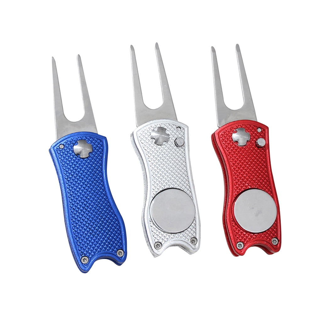 Frcolor 3 Pcs All Metal Stainless Steel Foldable Divot Repair Tool Ball