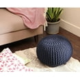 thumbnail image 2 of Round Pouf Foot Stool Bean Bag Ottoman - Cable Knitted Cord Boho Pouffe - Poof Accent Bean Bag - Handmade by Artisans for Living Room - Bedroom (19.5"x19.5"x14") - Navy Blue, 2 of 20