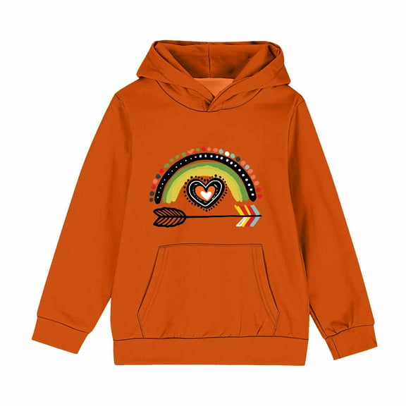 bbymog Boys' Fashion Hoodies & Sweatshirts Fall Long Sleeve Pullover Hoodies with Pocket Casual Cute Kids Clothes Girls Orange 13 Years