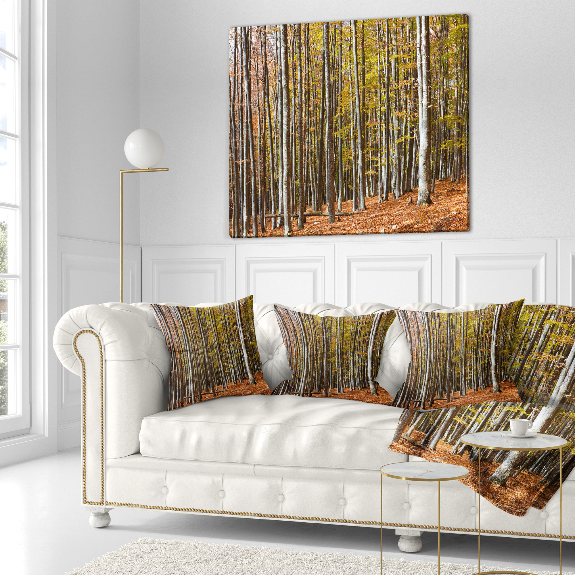 Designart Bright Day in Thick Forest - Modern Forest Throw Pillow - 18x18