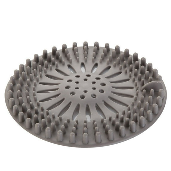 Round Shower Drain Hair Catcher, Durable Silicone Hair Stopper, Shower Drain Covers Suit for Bathroom Bathtub and Kitchen Grey, 13*13*1cm