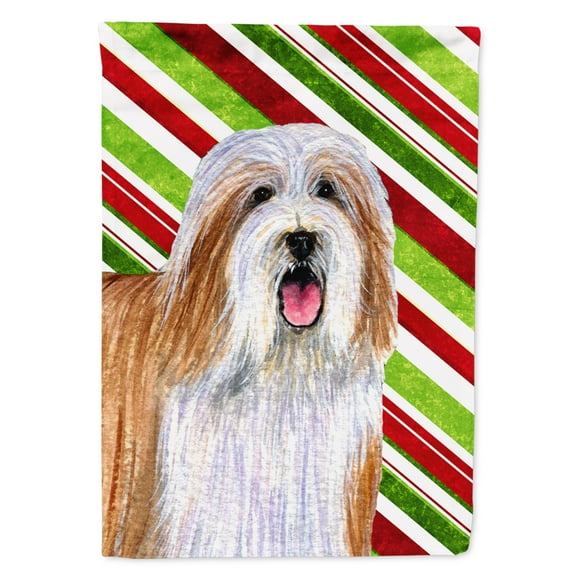 Carolines Treasures LH9240-FLAG-PARENT Bearded Collie Candy Cane Holiday Christmas  Flag  multicolor