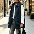 thumbnail image 6 of Staron Women's Sleeveless Vests for Women Casual Basic Collared Button Down Loose Fit Fall Winter Coat Jacket Vest, Navy M, 6 of 7