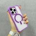 thumbnail image 2 of Magnetic Case for iPhone 15 Pro Max, Compatible with Mag-Safe, Raised Corners Shockproof Military Grade Drop Protection Translucent Slim Rugged Phone Cover for iPhone 15 Pro Max, Purple, 2 of 9