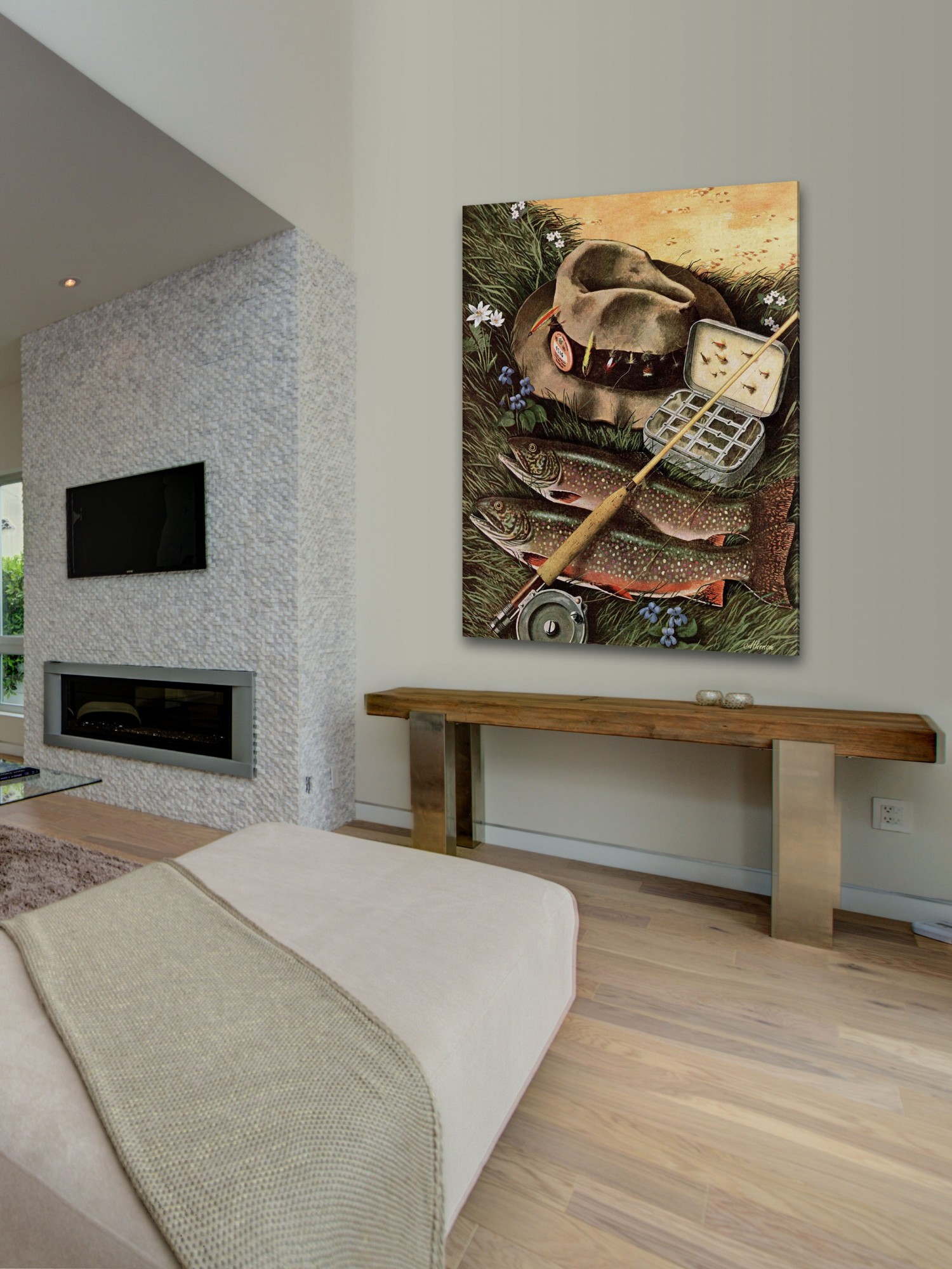 Marmont Hill Fishing Still Life by John Atherton Painting Print on Canvas